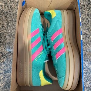 Adidas Women's Turquoise and Pink Sneakers